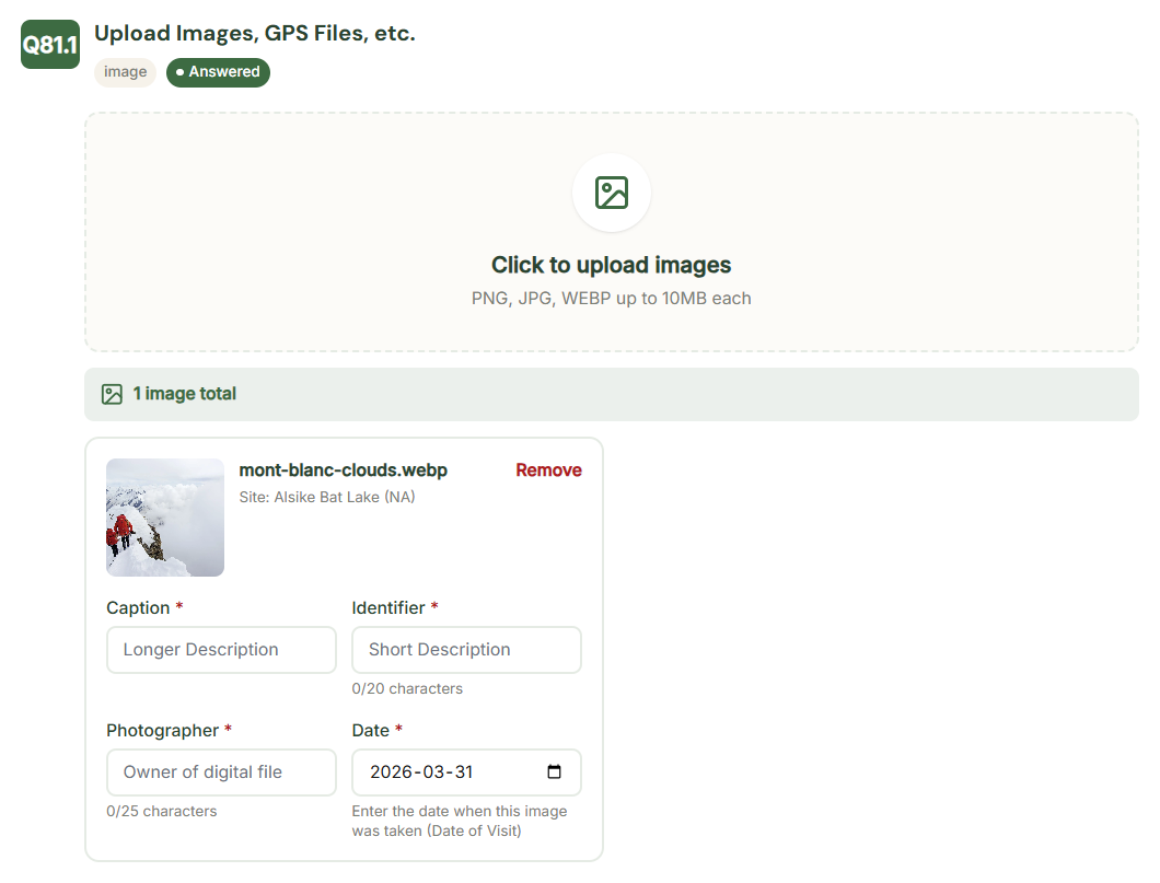 UI SIR Image Upload